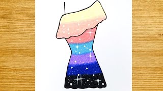 How to Draw a Rainbow HIP Dress EASY - Happy Drawings