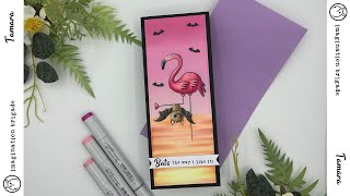 Flamingo Water Scene with Copic Colouring & Ink Blending