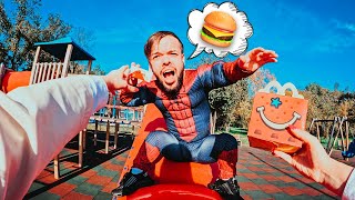 Little Sneaky Became Spidey 🕷️ and Stole My Food! 🍔😱 (Funny in REAL LIFE)