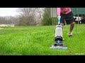 Bissell Cleanview Swivel Reach Vacuuming the Lawn