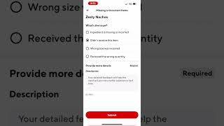 How to report a wrong or missing item on Doordash