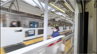 急行に乗って、梶ヶ谷駅で東急8500系の団体臨時列車を追い抜く！（2022.2.10）