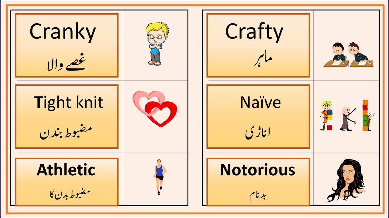 Common English Words with meaning and Picture Urdu Hindi PDF