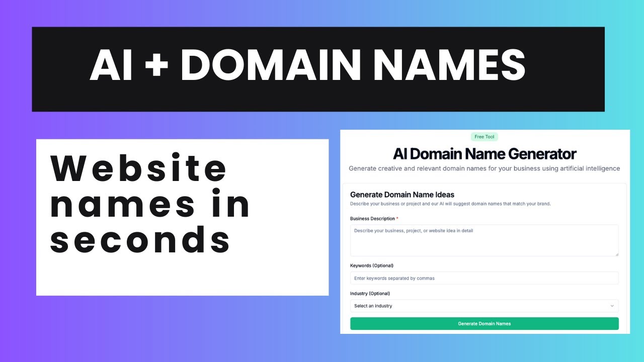 Find The Perfect Domain Name Using Ai Ai Domain Name Generator Youtube