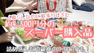 【一人暮らし】スーパーで約4500円のまとめ買い￤詰め込んだ冷蔵庫の中身【節約】