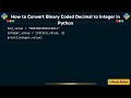 How to Convert Binary Coded Decimal to Integer in Python