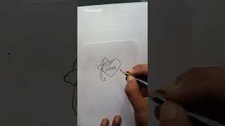 How to Draw a Love Heart with a Ribbon with 'Love U' Message #Shorts