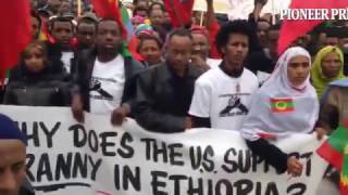 Oromo community of Minnesota protesting at State Capitol against the Ethiopian regime killing of Oro