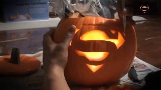 Superman Pumpkin Carving Speed Timelapse