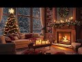 snowy night with fireplace sounds ❄️ winter ambience for relaxation and deep sleep in cozy cabin