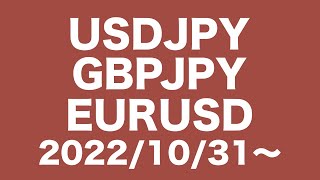 【USDJPY、GBPJPY、EURUSD】FXチャート分析〜次週の相場コメント2022/10/31〜ドル円、かなり強いレジサポがあるので、短期の勝負が向いている？ユーロドルは、まだ下落目線！