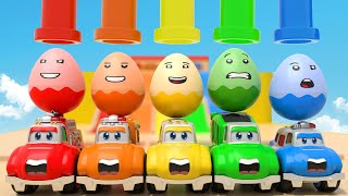 🚌Baby Shark🦈, Wheels On The Bus, ABC Song - Surprise Eggs With Five Little Car | Nursery Rhymes