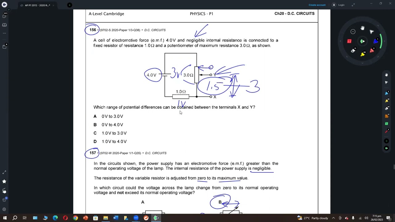 DC CIRCUITS PAPER1 Qs Part 02 - A LEVEL PHYSICS 9702 - YouTube