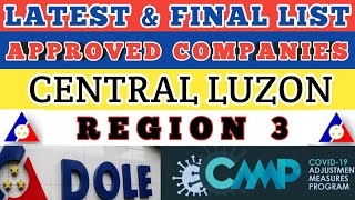 Dole List of Approved Companies in Central Luzon (Region 3) for the 5K Financial Assistance