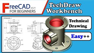 FreeCAD 0.21 Beginners Tutoriais: practical exercise 90 Technical drawing