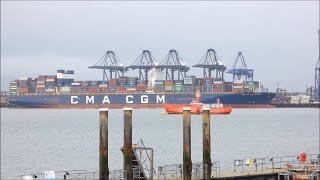 CMA CGM Vasco De Gama working cargo at Felixstowe as an extra on the LL4 service  12th December 2024