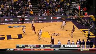 02/23/2013 Alabama vs LSU Men's Basketball Highlights