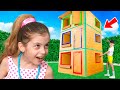 Eva and Giant Cardboard Hotel for kids