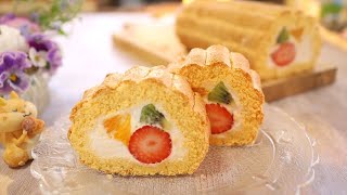 ビスキュイフルーツロールケーキの作り方・レシピ biscuit fruits rollcake recipe｜Coris cooking