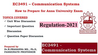 Anna University Exam Preparations - EC3491- Communication Systems Important Questions