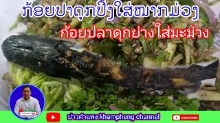 ก้อยปลาดุกย่างใส่มะม่วง​ ກ້ອຍປາດຸກປິ້ງໃສ່ໝາກມ່ວງສົ້ມ