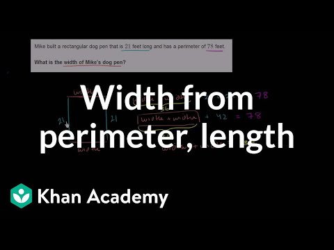 Finding width from perimeter and length | Measurement | Pre-Algebra | Khan Academy Finding width from perimeter and length | Measurement | Pre-Algebra | Khan Academy