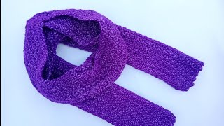 DIY Easy Crochet Scarf | အခြေခံသမားလေးတွေပါ လိုက်ထိုးလို့ရတဲ့ မာဖလာ (or) ပုဝါထိုးနည်း 🧣