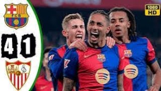 Barcelona vs Sevilla 4-1 Highlights \u0026 All Goals Yamal \u0026 Raphinha Show 2025 HD 4K