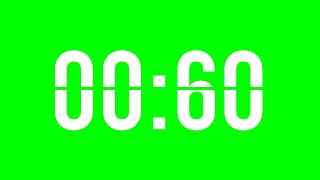 60 Second Timer (White) Green Screen No Copyright