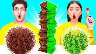 DÉFI NOURRITURE VRAIE VS EN CHOCOLAT | Défi de 100 Couches de Délices pendant 24 heures par GiGaZoom