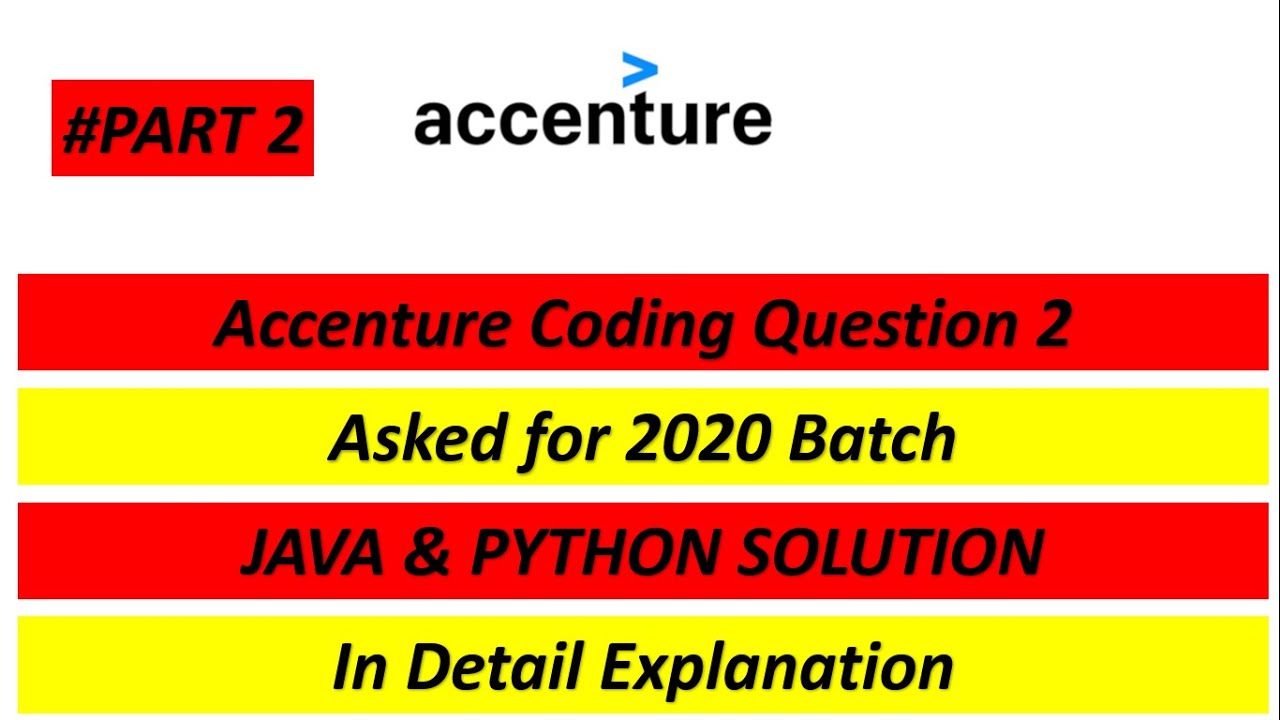 Accenture Coding Round Coding Question Asked Last Year Java