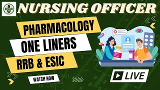 High-Yield Pharmacology One-Liners | RRB Nursing Officer #esicnursingofficer