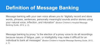 Background Information: Voice and Message Banking
