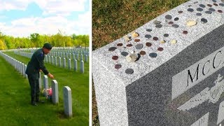 People Are Placing Coins on Military Tombstones. When You Find out Why,You'll Pu