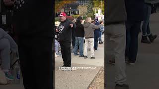 Donald Trump rally-goers line up outside PPG Paints Arena in Pittsburgh