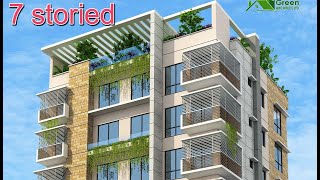 ৪ শতক জমিতে ২ ইউনিট ৭ তলা বাড়ির প্লান খরচসহ | 7 storied Building plan design|7 storied Building cost