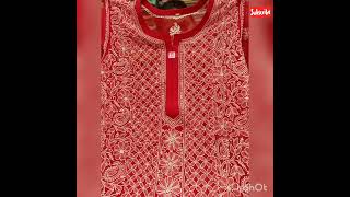 😍 Lakhnavi Kurti 🔥 Red ♥️ Lover🔥#Handwork 👌#Beautiful#lucknowi#kurti#chikenkari#shorts#bestprice