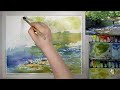 watercolor painting summer fishing river 夏の釣り川　水彩画