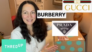 Best THREDUP designer box! Shocked! Gucci! Burberry! PRADA x 2 Amazing finds in this unboxing video