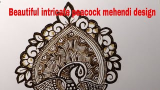 beautiful intricate peacock motif mehndi design