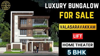 ID 2073 - Luxury Bungalow For Sale in Valasaravakkam || Lift || Home Theatre || Sky view Sit out