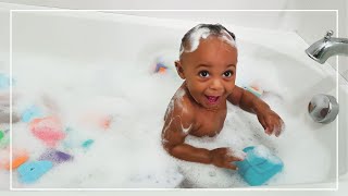 One Year Old BATH TIME ROUTINE | Toddler Bath Time - Single Mom | SAHM - ABIE K