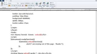 UNLOAD METHOD IN JQUERY DEMO