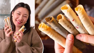 Making Egg Roll Biscuits with No Special Equipment! | Homemade Chinese Wafer Rolls 手工蛋卷