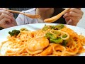 【asmr 咀嚼音】海老のトマトクリームパスタ　tomato cream pasta【eating sounds mukbang】