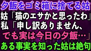 スカッとする話】夕飯をゴミ箱に捨てる姑「猫のエサかと思ったわ」私「申し訳ありません、でも実は今日の夕飯…」ある事実を知った姑は絶句