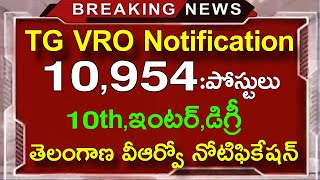 TG VRO NOTIFICATION 2025 || TG VILLAGE REVENUE OFFICER NOTIFICATION || TG VRO NOTIFICATION 2025 NEWS