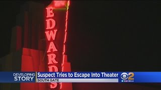Chase Suspect Ends Chase By Ditching Venicle And Racing Into Movie Theater