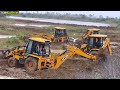 5 jcb 3dx machines go together to plug broken pond in my village jcb vs jcb