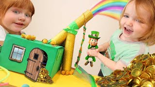 KiDS Leprechaun TRAP!!  Adley & Niko make a St Patrick’s Day hidden gold slide box! family DIY craft
